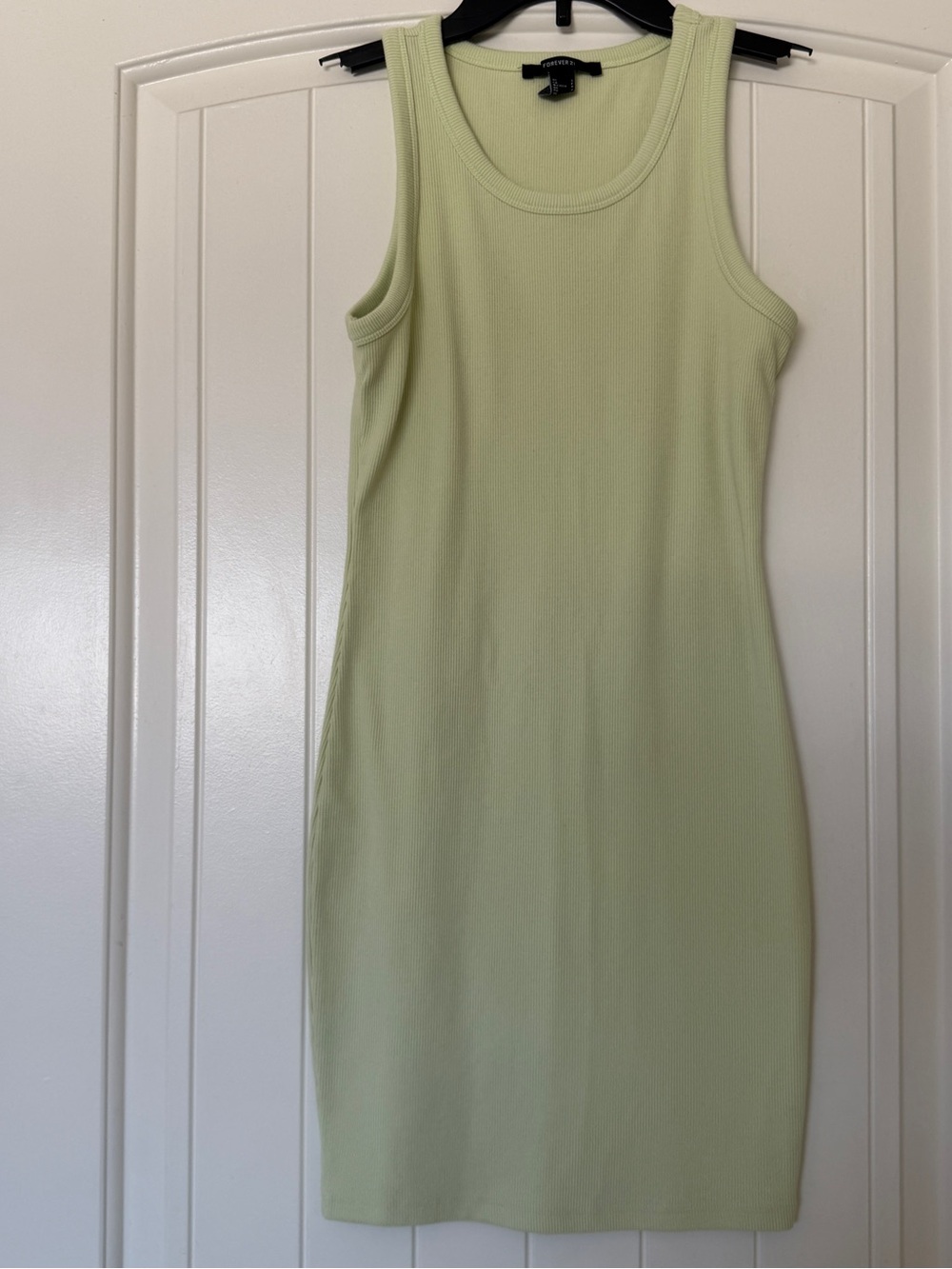 Forever 21 Sage Green Ribbed Bodycon Midi Dress Small Y2K Minimalist Tank Dress